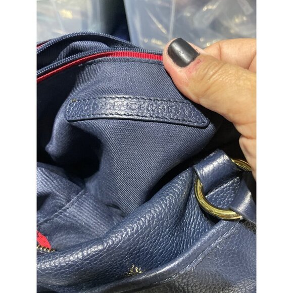 Tommy Hilfiger  Navy Blue Genuine Leather Satchel With Tassel Accent & Gold Hard - Picture 6 of 7